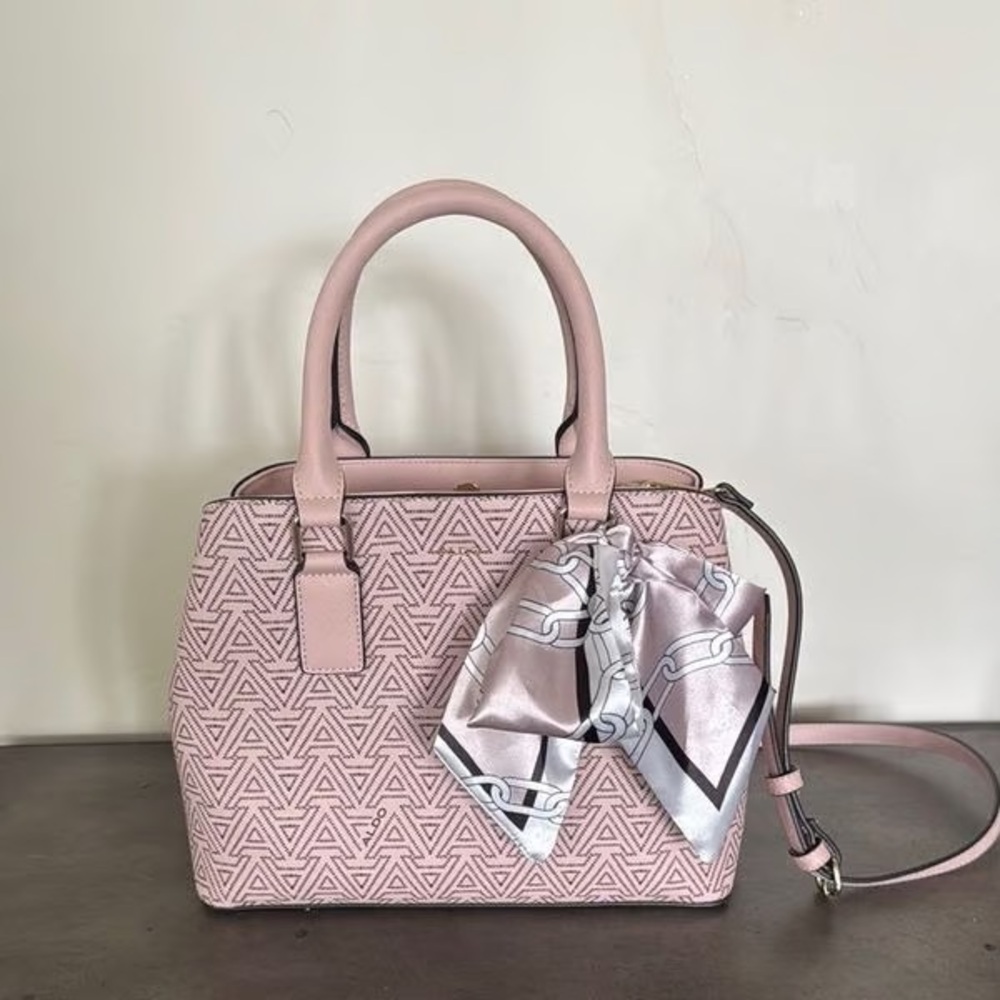 Aldo Light Pink Satchel with Geometric Scarf